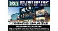 20% OFF SHOP EVENT at Dick's Sporting Good Deptford
